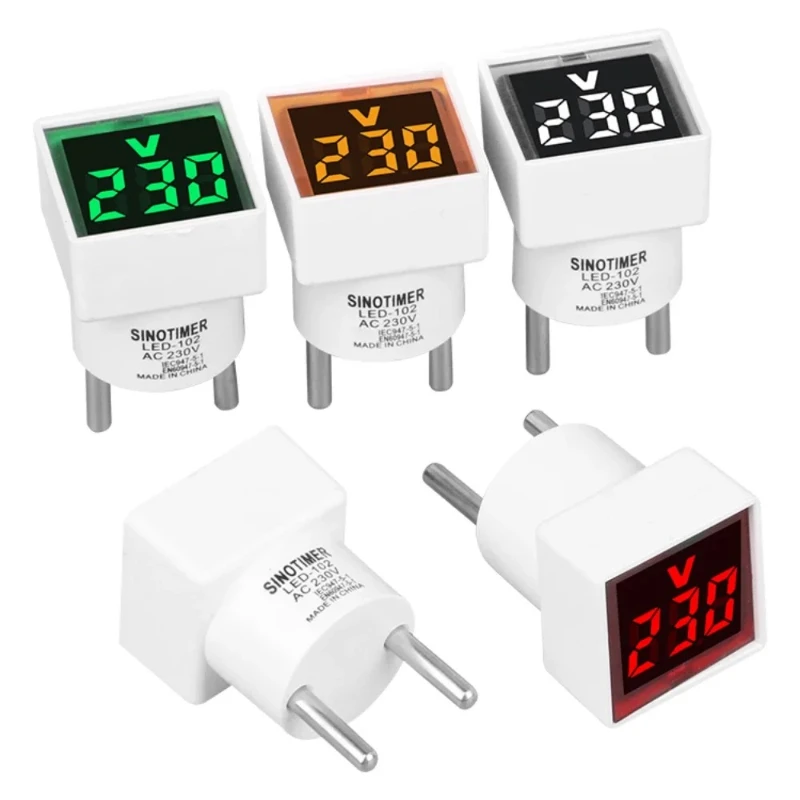 General Energy-Saving Indicator Light, Direct Insertion European Plug, Square Voltmeter, Household Digital Display, AC Voltmeter