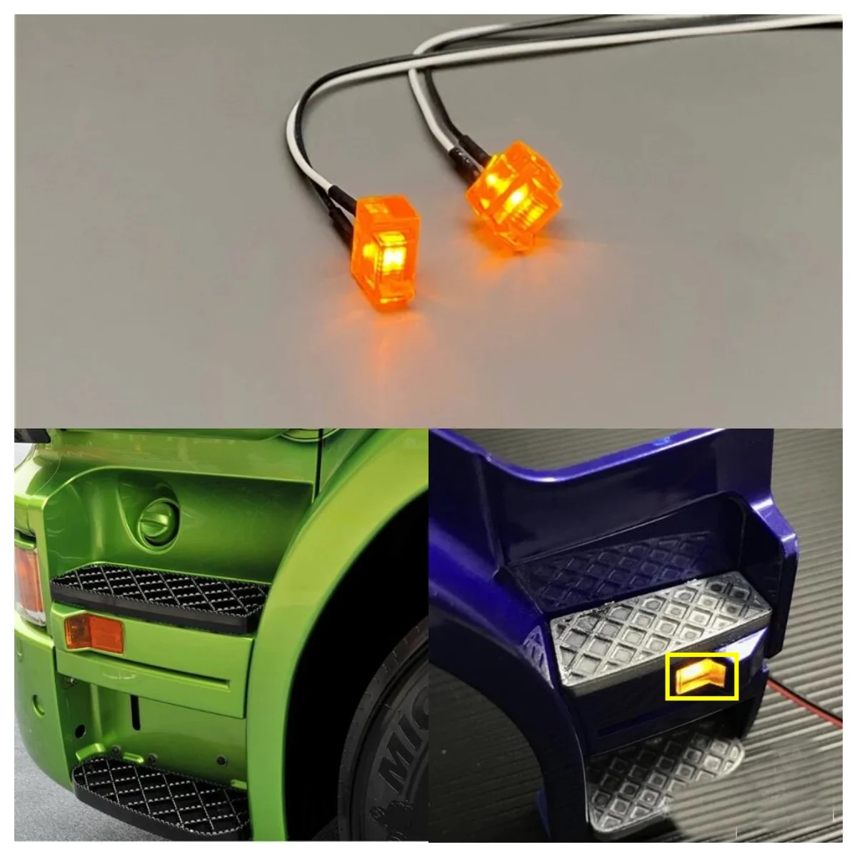 

2pcs Foot Pedal Turn Signal Upgrade Light Parts for 1/14 Tamiya RC Truck Tipper for SCANIA R730 R470 R620 DIY