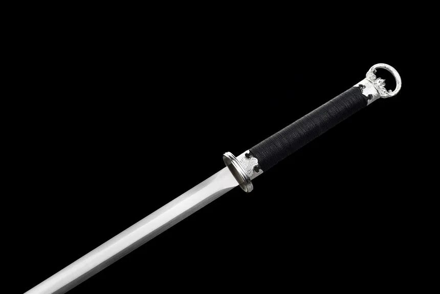 

102cm Sky War Silver Sword Medieval Battle Preparation katana full tang Spring Steel Edge Cutting Ninja Kung Fu Martial Arts Kni
