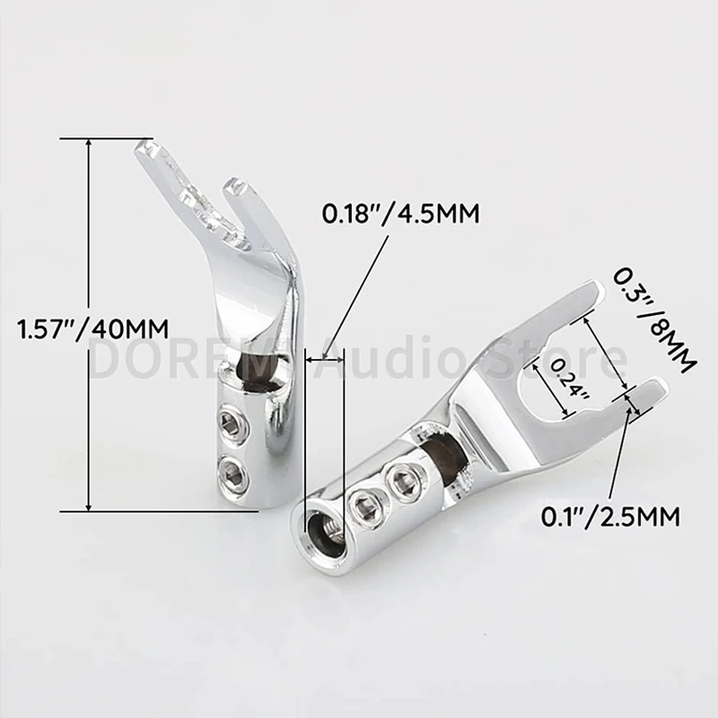 2Pcs Banana Y/U Spade Connector Plug Screw Fork Brass Copper Rhodium Plated Plug HiFi Speaker Amplifier Cable Video Audio Jack