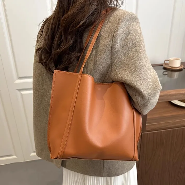 حقيبة كتف نسائية ذات سعة كبيرة، حقيبة حمل متعددة الاستخدامات، إغلاق مغناطيسي، مقاومة للاهتراء، نمط كاجوال بسيط