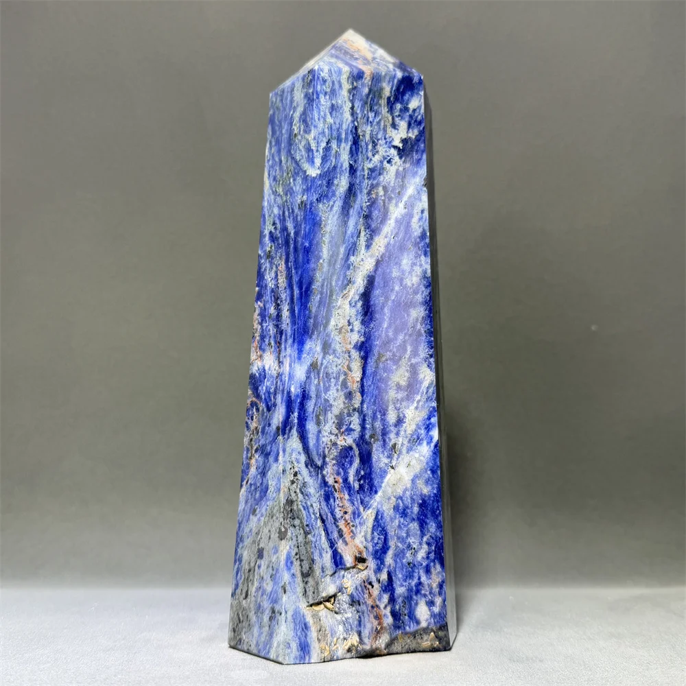 

Blue Sodalite Quartz Tower Natural Mineral Stone Treatment Meditation Town House Exorcism Energy Reiki Home Feng Shui Decoration