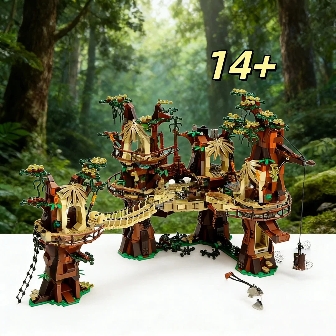 

New large-scale tree house building block model 1990 granular forest scene assembly toy home decoration decoration