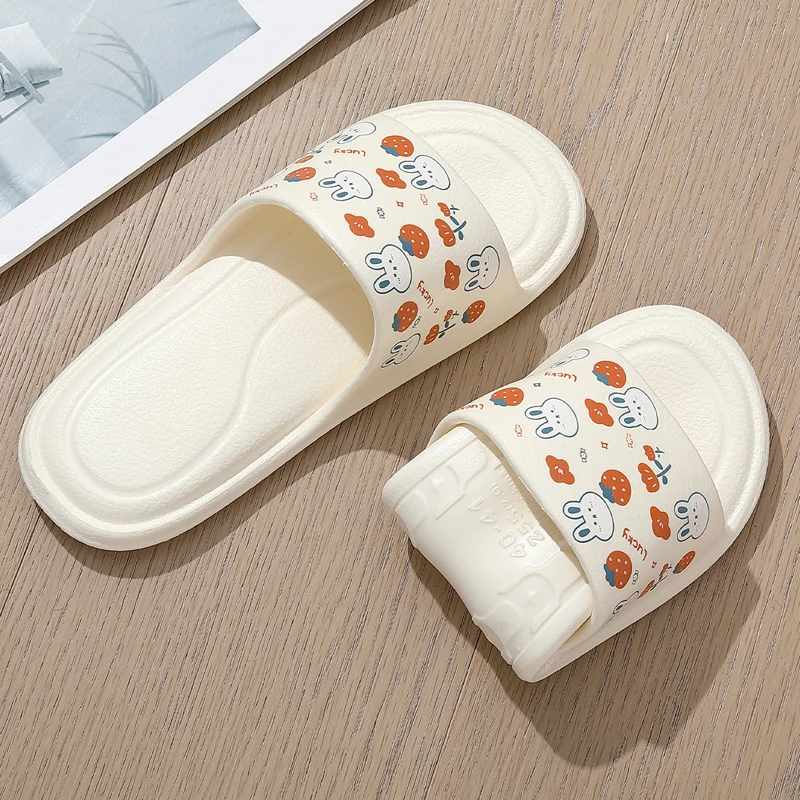 Zapatillas plegables de dibujos animados para mujer y niña, zapatillas de playa antideslizantes para nadar, chanclas portátiles de viaje de Hotel no desechables, bonito conejo