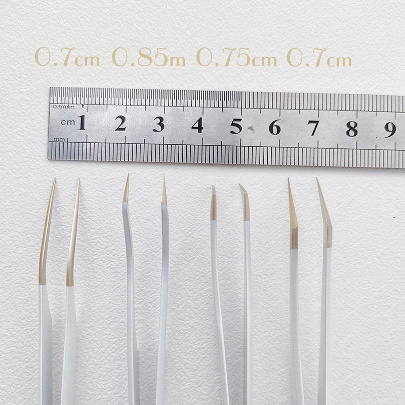 White Tweezer large friction Golden tip  make fan 6D eyelash extensions tweezers for lash tweezer