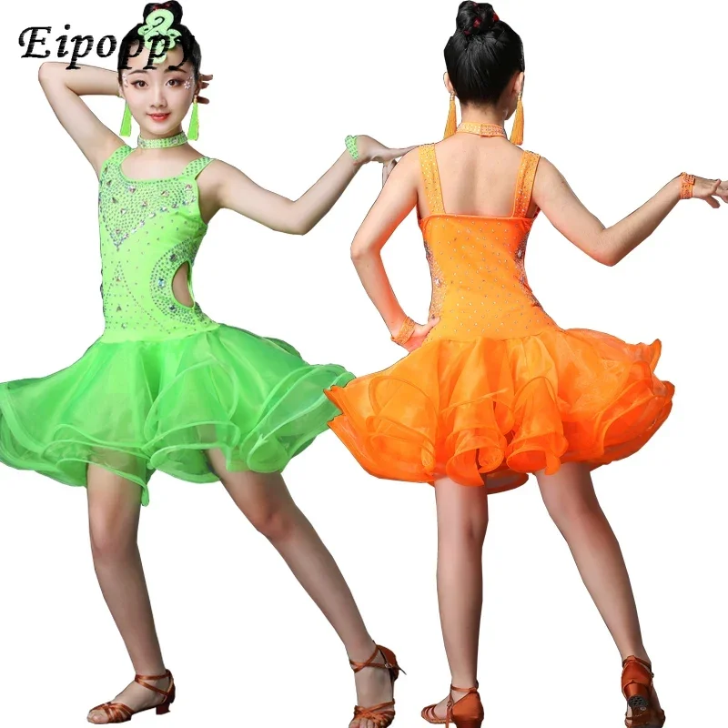 Salsa Dance Performance Trajes para Meninas, Vestido de Patinação Artística, Roupas Rave, Roupas Infantis, Roupas de Competição