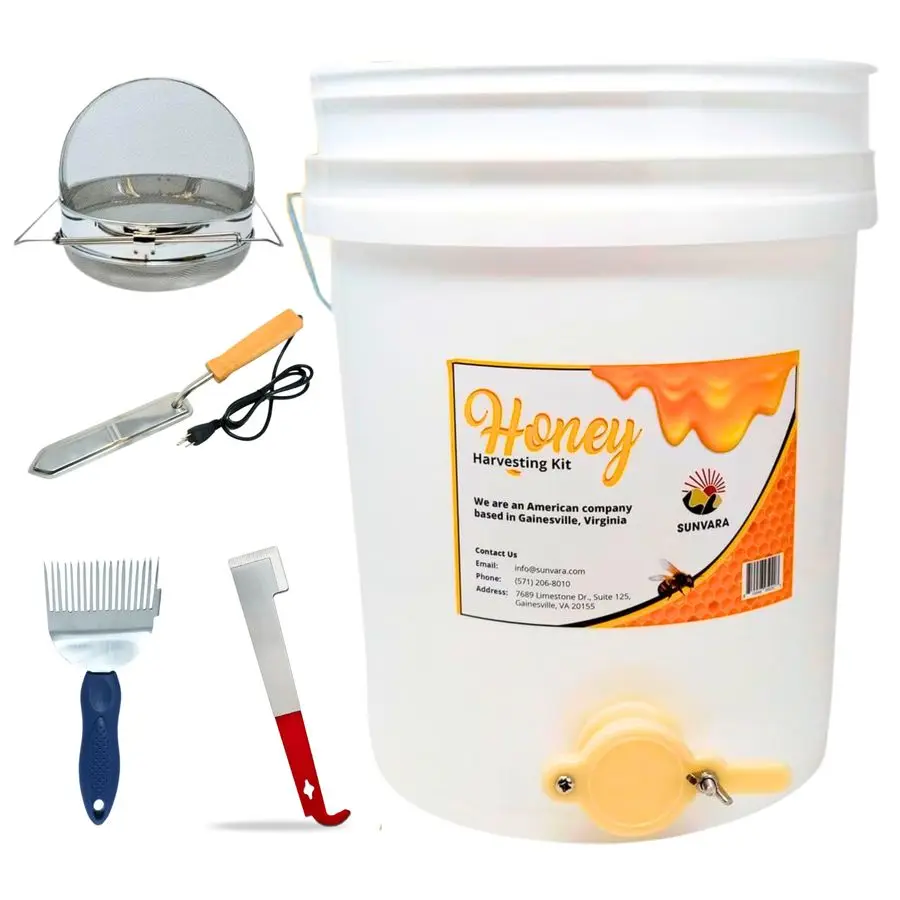 

Ведро для меда с воротами, 5-галонный комплект, двухслойный фильтр из нержавеющей стали, нож для раскрытия, инструмент для скребка меда, оборудование для пчеловодства