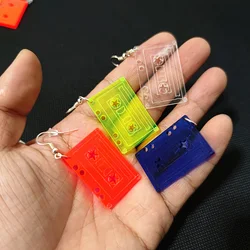 KUGUYS Trendy Jewelry Acrylic Clear Neon Large Earrings for Women Pendientes New Arrival Tape Drop Earring Oorbellen Brincos