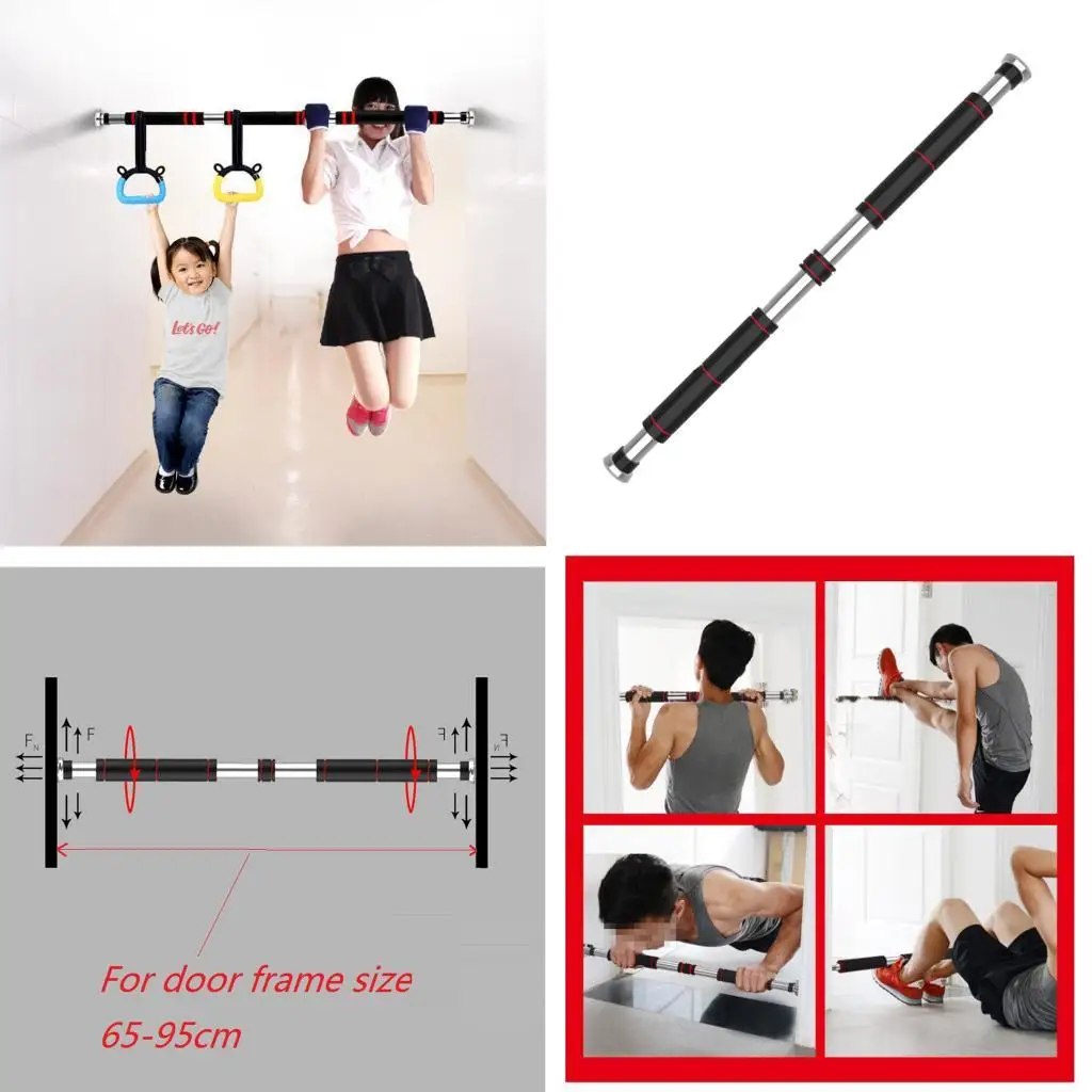 Home Door Pull Up Bar Adjustable Telescopic Fitness Rod Upper Body Workout Equipment for Home Gym Exercises