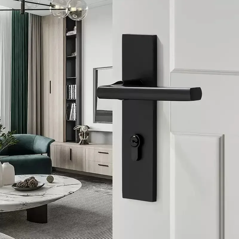 

Премиальный бесшумный дверной замок из нержавеющей стали - гладкая ручка-рычаг для спальни и ванной комнаты, для цельных дверей