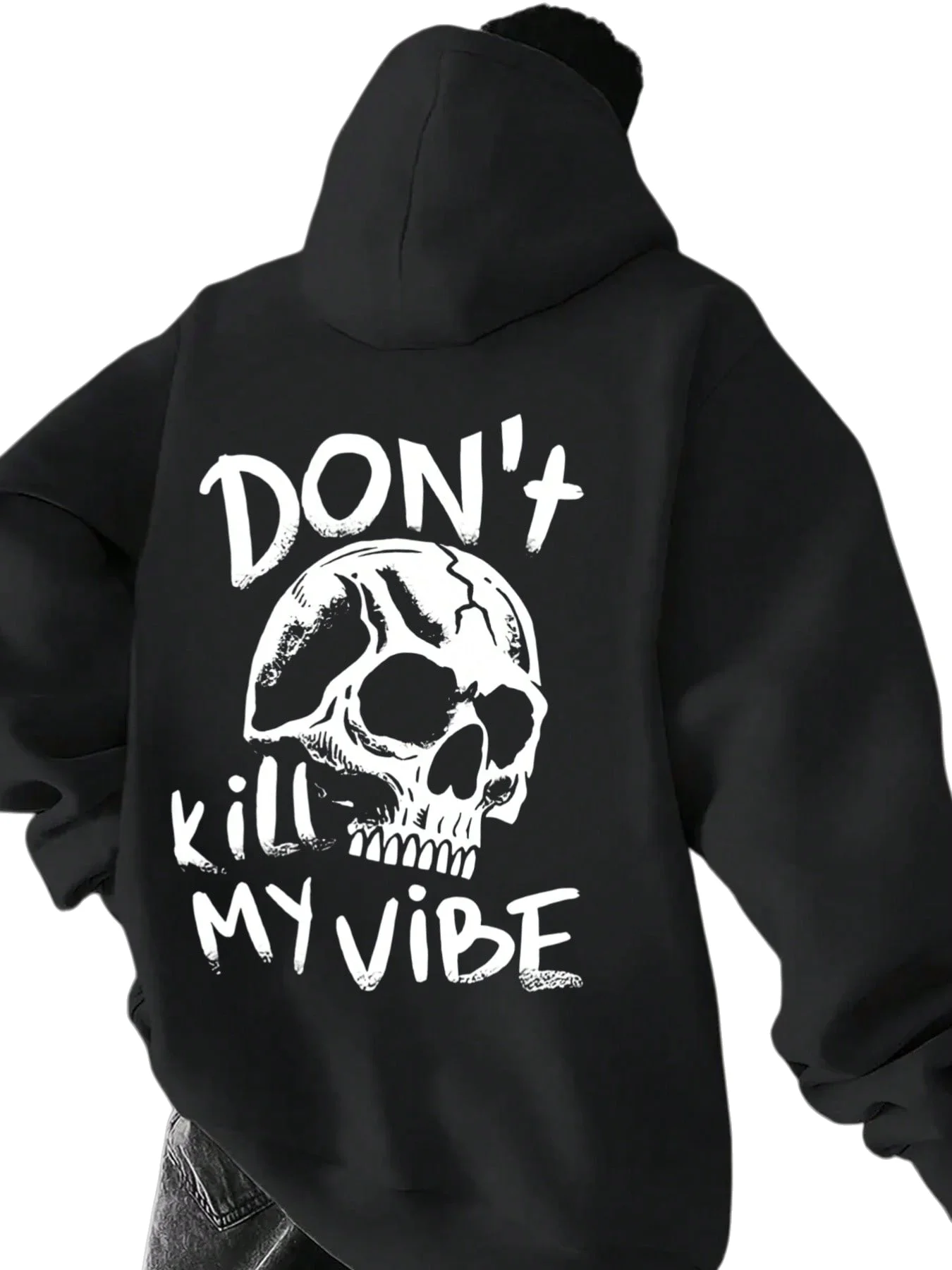 

Men's' Don't Kill My Atmosphere 'Pattern Hoodie with Bone Printing Street Hoodie with Pocket and Adjustable Hoodie