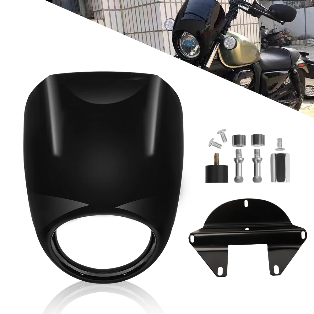 Motorcycle Gloss Black Front Headlight Fairing Mask Cover For Harley Sportster XL 1200 XL883L Dyna 1973-UP