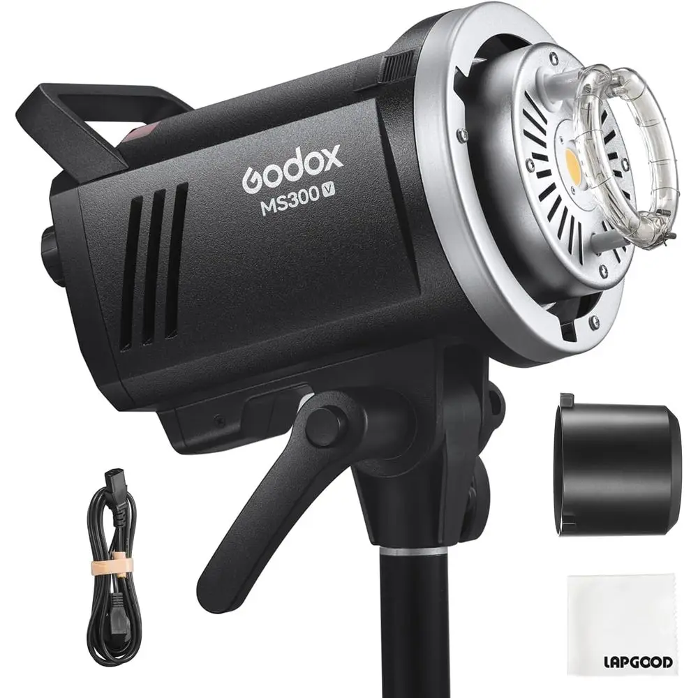 ‌MS300V 300W Studio Strobe lash GN58, 0.1-1.8s Recovery, 2.4G WirelX, Bowens Mount, Compact Photography Light or ashion/Advertis