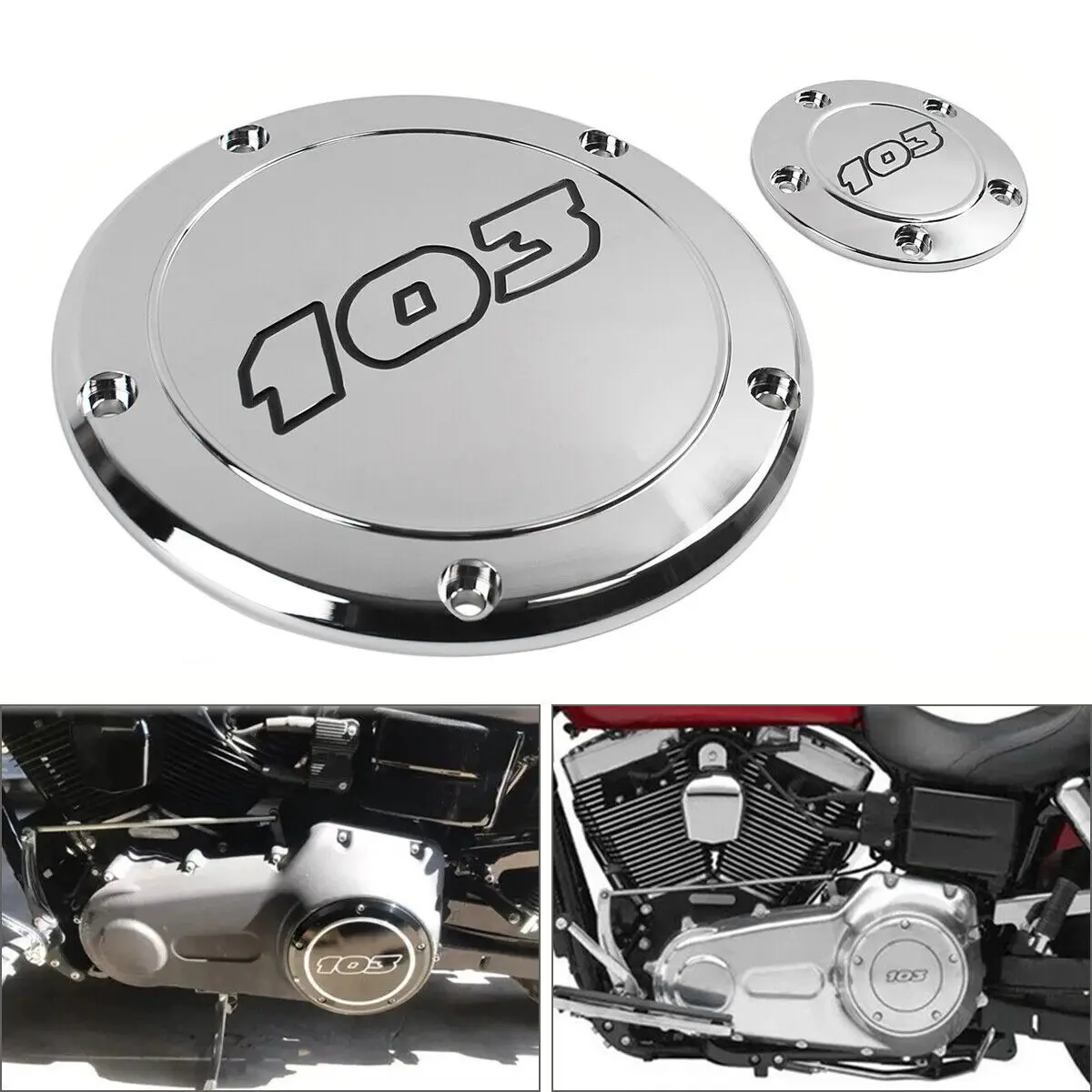 

Motorcycle 103 Side Derby Cover 2PC For Harley Touring Road King Softail Fat Boy Dyna Low Rider Clutch Timing Timer Cover 99-17