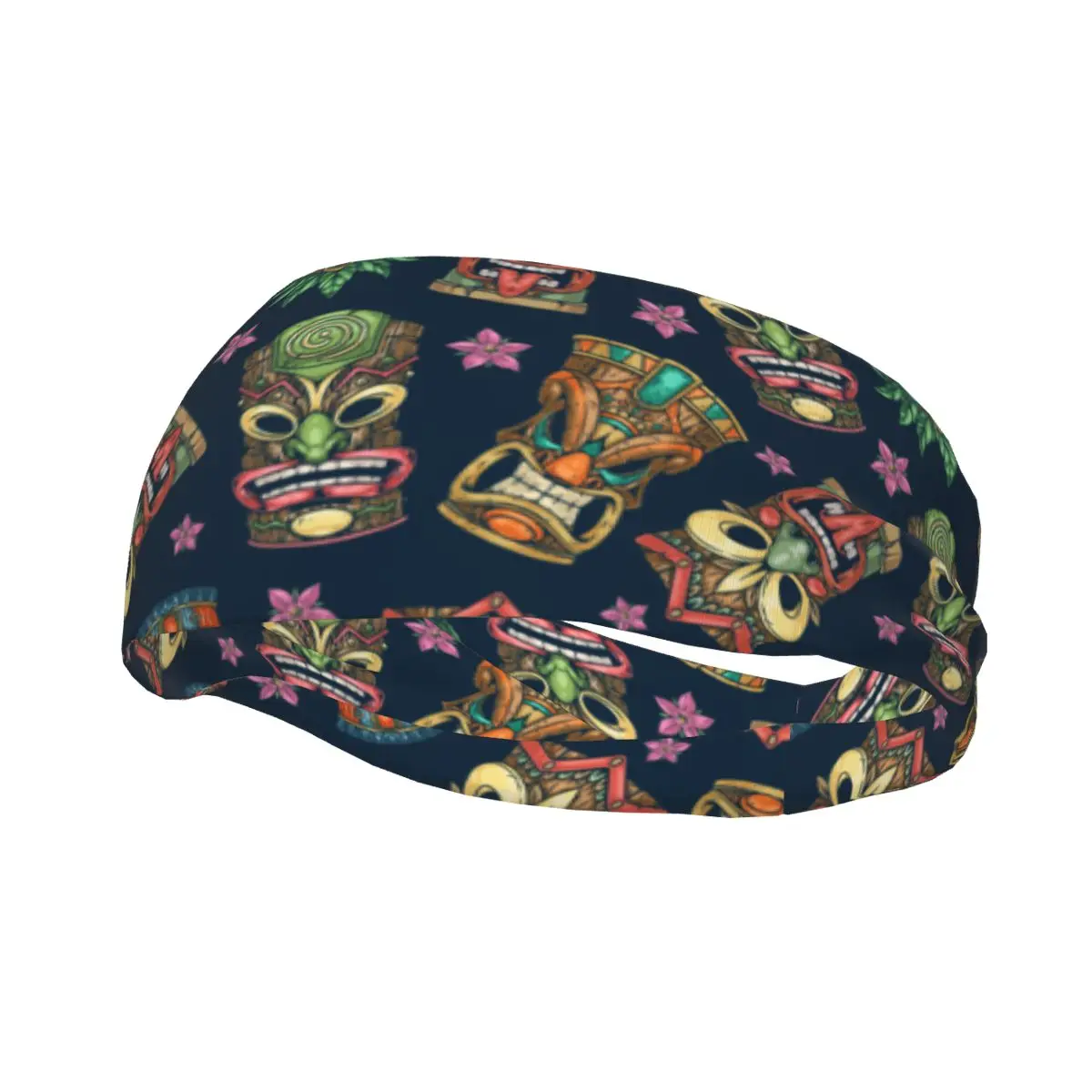 

Tiki Masks Colorful Pattern Elastic Hair Band Yoga Headband Makeup Hair Hoop Headwrap