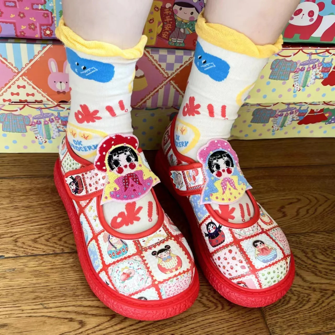 

Комплект из 3 пар женских носков с мультяшным узором Kawaii, японские носки средней длины JK, мягкие дышащие хлопковые носки в консервативном стиле для девочек