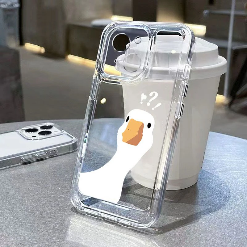 Soft Clear Phone Case For Samsung Galaxy S26 S25 S24 S23 Ultra S22 Plus S21 FE A56 A34 A54 A35 A55 A37 A57 5G Cartoon Duck Cover