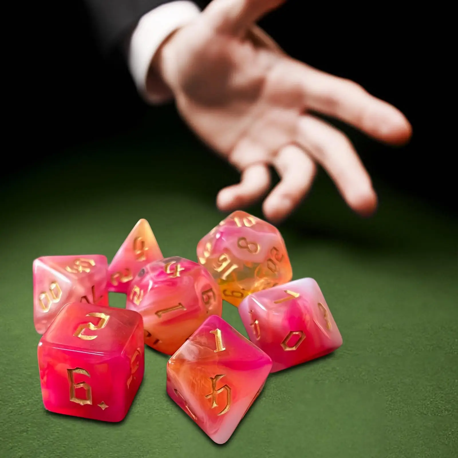 مجموعة نردات متعددة السطوح مزدوجة الألوان دعائم تعليمية متينة من الأكريليك لألعاب الطاولة وتعلم الرياضيات #4