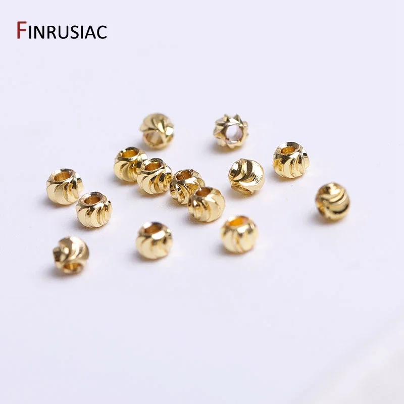 18K Gold Plated Brass Striped Cut Flower Beads Spacer Beads Bulk Hand Beading Material DIY Nacklace Bracelet Making Accessories