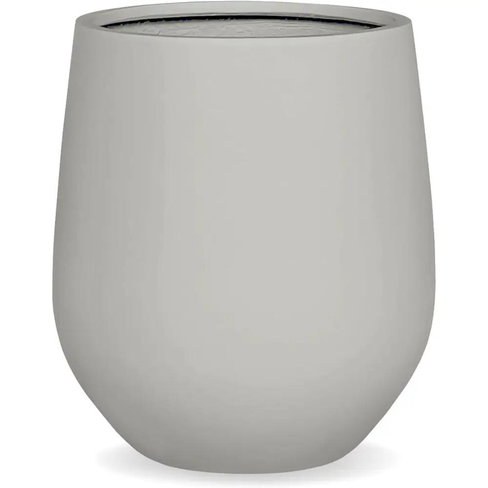 

KUTE NEST 16.5" H x 15" D Co iberstone Round Tapered Planter with Drainage Hole, Smooth inishes, Weather Resistant, Included 2 E