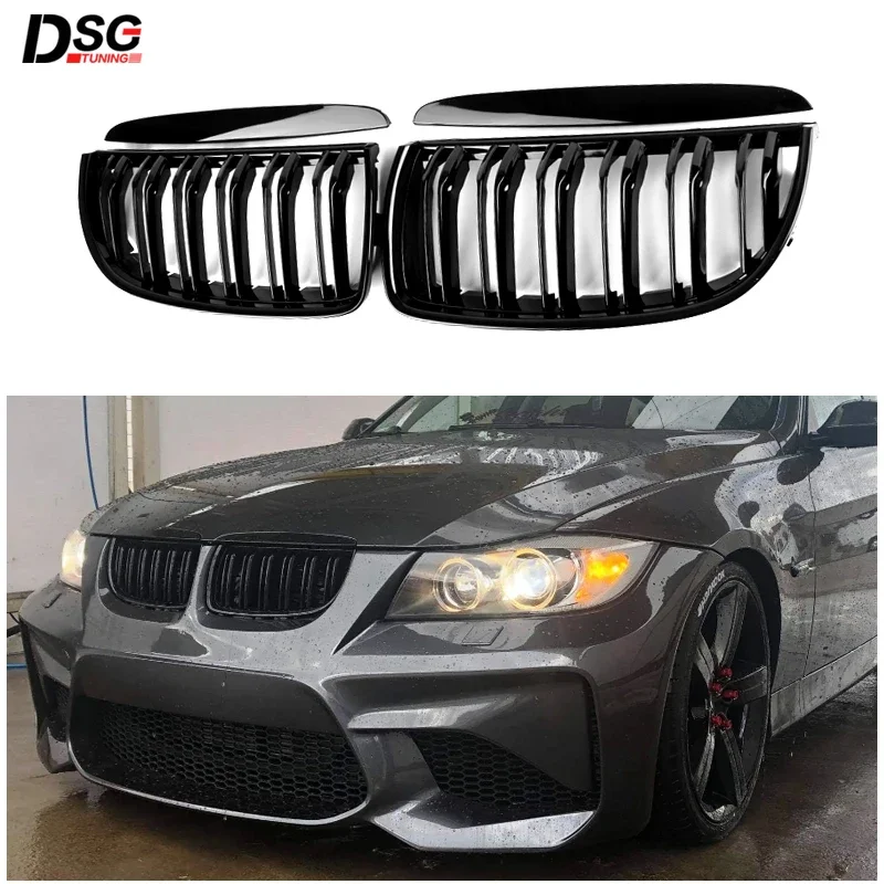

Kidney Grille Black ABS Replacement for BMW 3 Series 2005 - 2007 E90 Sedan E91 Wagon (pre-LCI) Front Bumper Grill