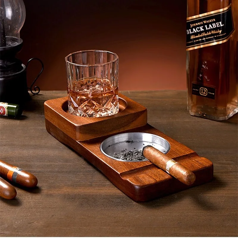 

2024 new creative ashtray whiskey cup saucer American cigar storage box