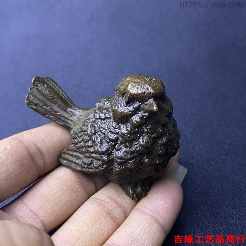 Solid large-sized sparrow, magpie, and bird figurines for tea ceremony and tea art tabletop decoration, antique-style collectibl