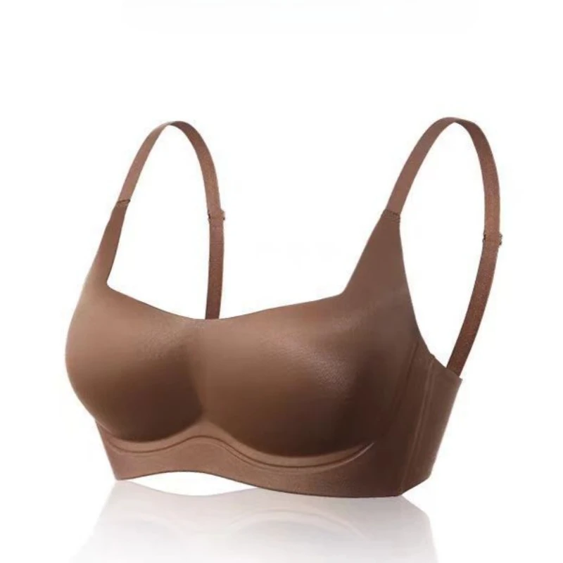 デイリーコーヒーシームレス下着ソフトサポートスチールリングなしブラジャー女性用快適なギャザリングランジェリーオールシーズン着用