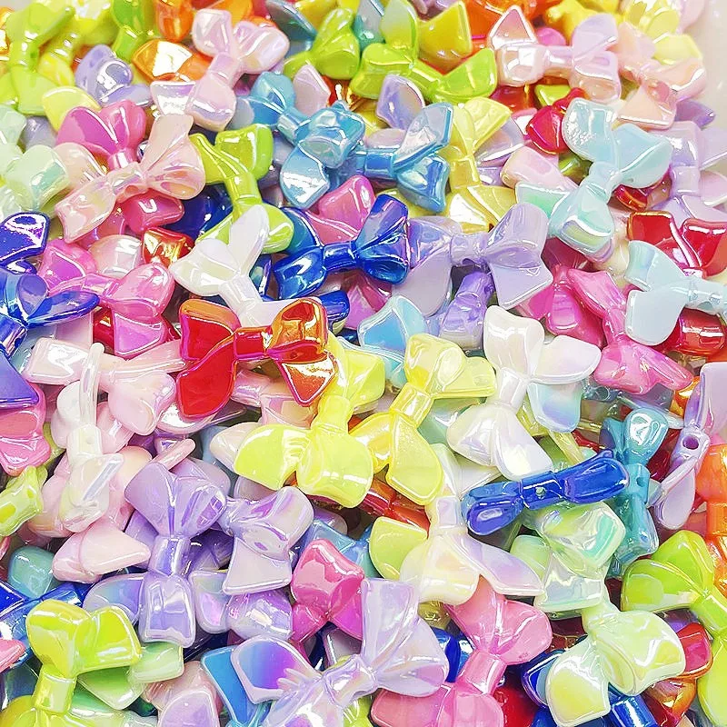 

Newest AB Colors 38*48mm Ribbon Knot Bow Acrylic Jewelry Beads 100pcs Plastic Ornament Accessory Material Necklace Earring DIY