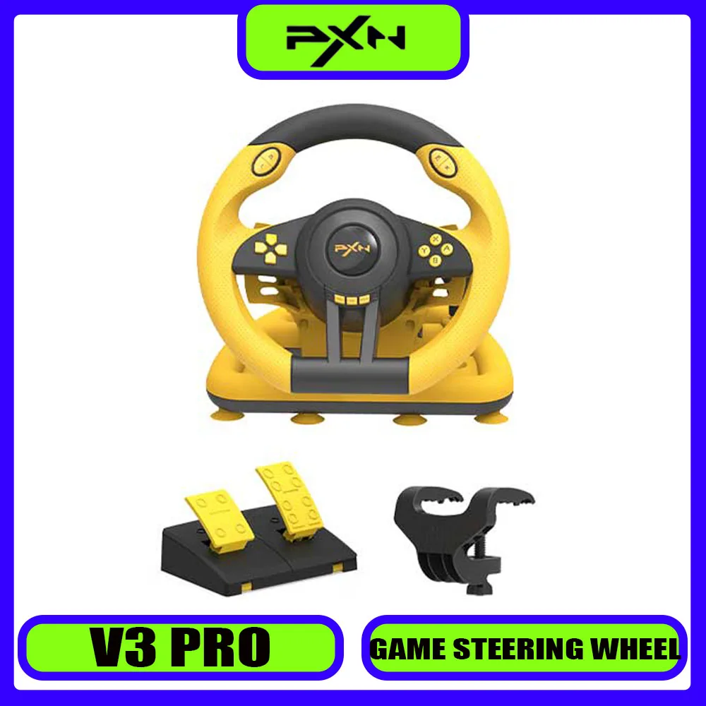 

PXN V3 PRO Gaming Steering Wheel Wired Racing Simulator Steering Wheel Simulator for Kids PC Gamer Accessories for Switch PC