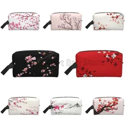 Japanese Sakura Cherry Blossoms Print Cosmetic Bags for Women Zipper Travel Toiletry Pouch Large Water Resistant Makeup Bag Gift