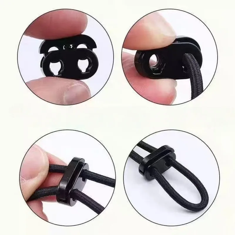 6 Stück schwarze Metallschnurverriegelung, rutschfester Federstopper, zuverlässig für die Herstellung von Taschen und Bastelarbeiten