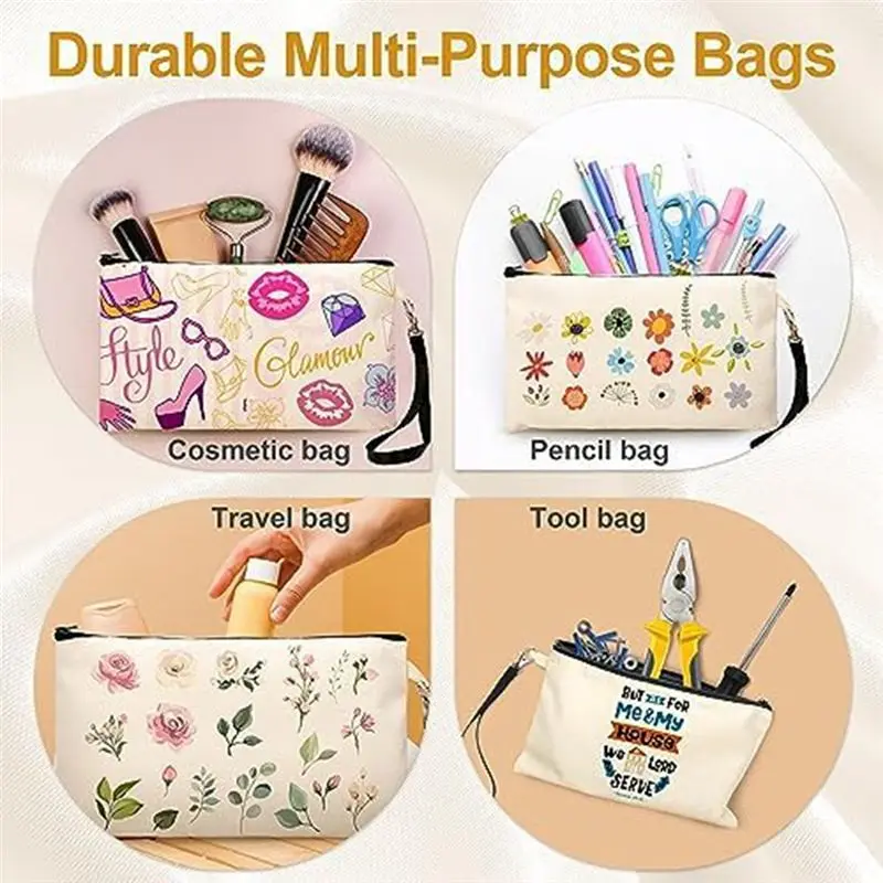 

KSOL 40-Pack Canvas Cosmetic Bags for Sublimation, Sublimation Blank Cosmetic Bags DIY Craft Bags for Travel Toiletries
