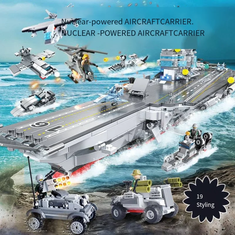 

1086PCS multi-in-one building blocks small particle military aircraft carrier model display puzzle assembly toys