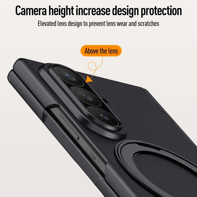 For Samsung Galaxy Z Fold 8 Ultra Case Magnetic Ring Stand Skin Feel PC Folding Hinge Full Protection Cover With Tempered Glass