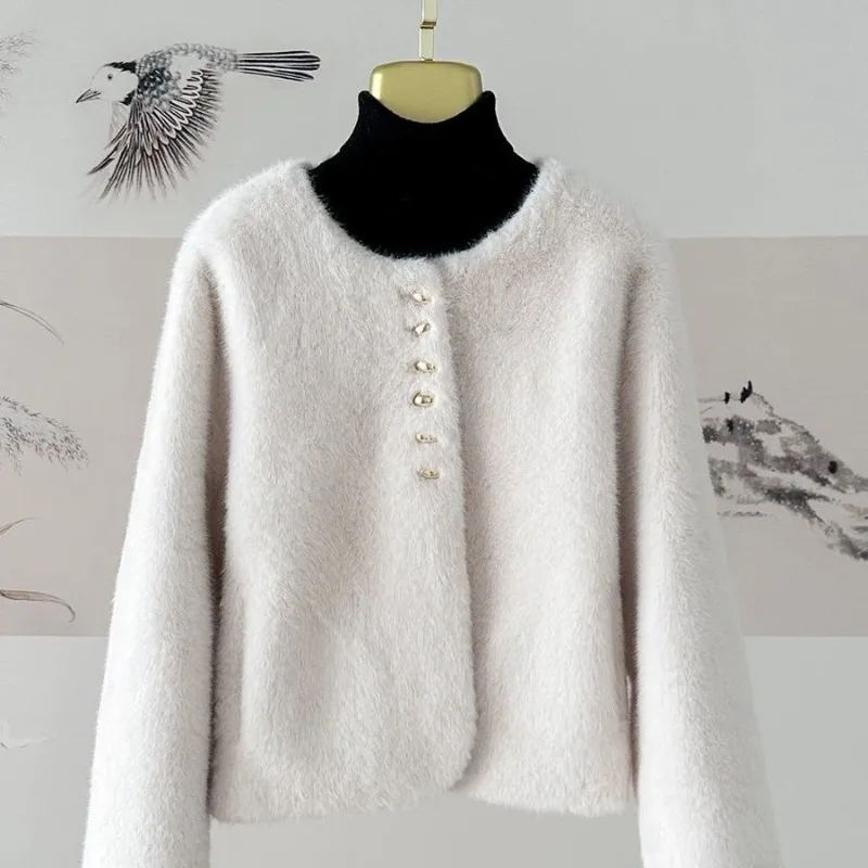 High-end Simulated Mink Fur Out-of-season Clearance Fur Coats Winter Jackets Short Style for Women Fur and Fabric Combined