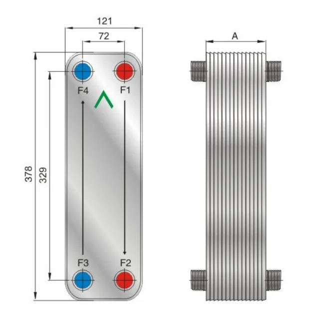 Forwon FHC042G Brazed Plate Heat Exchanger Refrigeration Stainless Steel 99.9% Copper R290/R32/R134a/R410A 150 Plates