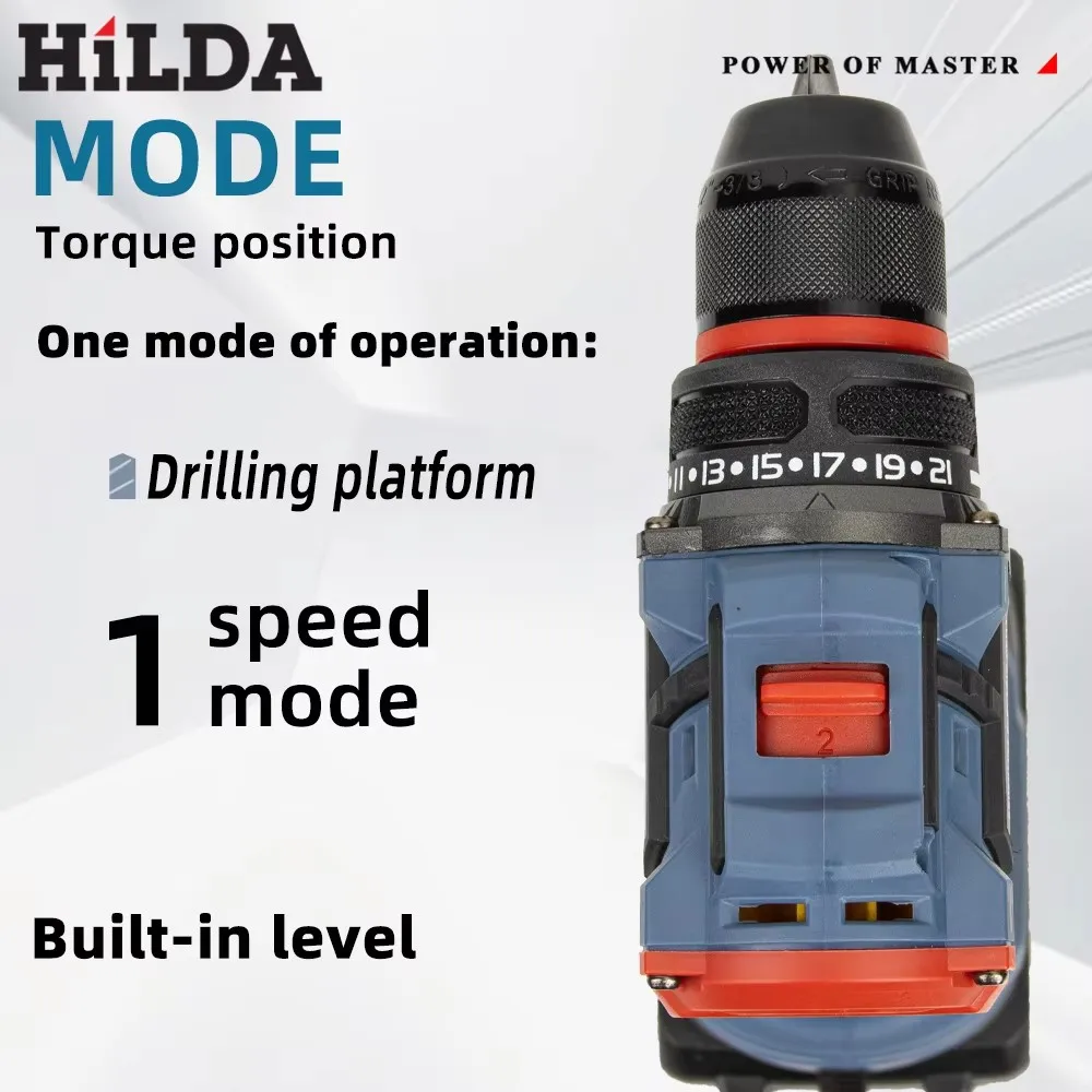 HILDA مثقاب كهربائي احترافي بدون فرش أداة عارية محمولة - مريحة ومتينة بسرعتين تناسب بطارية ماكيتا 21 فولت