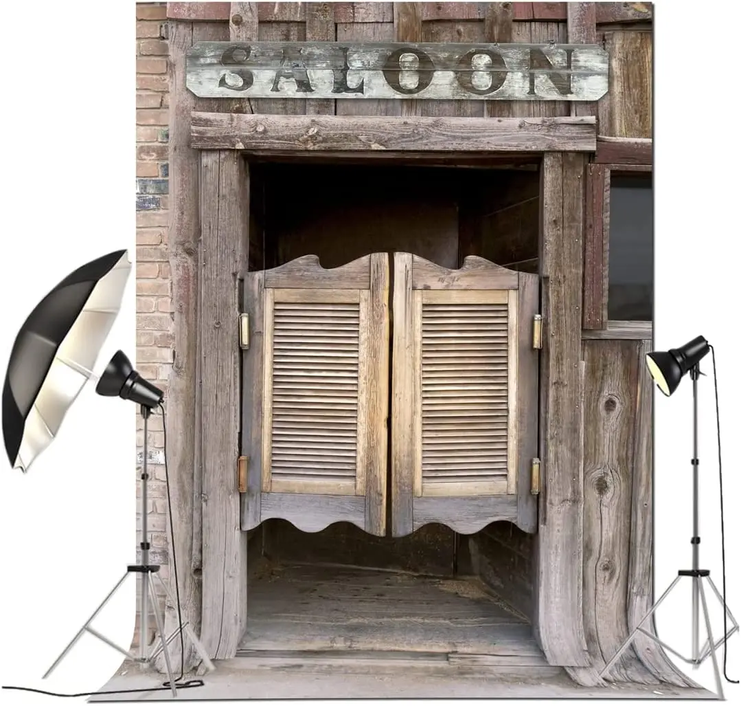 Photography Backdrop Barn Door Banner Western Saloon Doors Background Poster Western Country Old Wild west Party Decoration