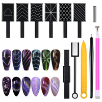 12pcs Cat Eye Nail Magnet Set Magnetic Stick Tools for Nail Art Magnetic Blocks for Gel Polish Effect Nail Art Accessories Kit