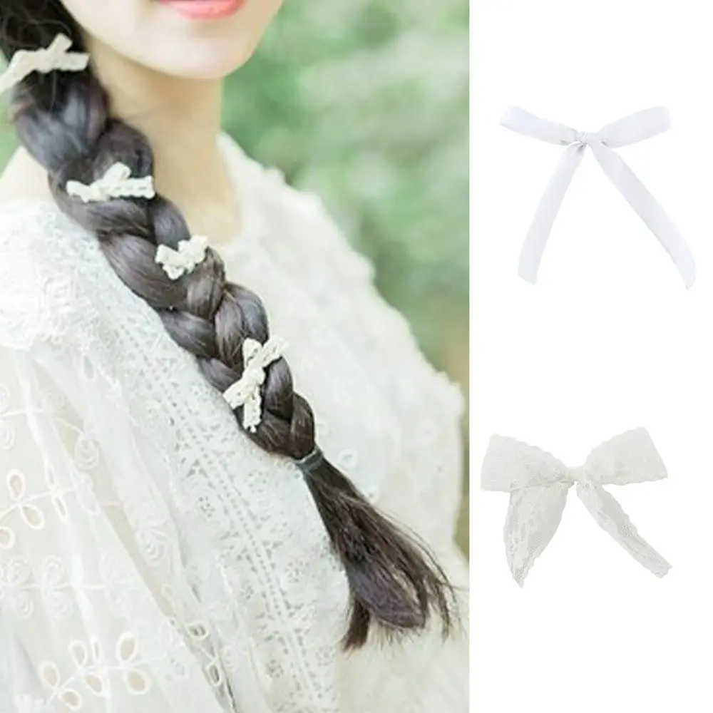 

Sweet Headwear Lolita Lace Cloth Female Female Hair Clips Bow Hairpin Balletcore Barrettes Hair Accessories