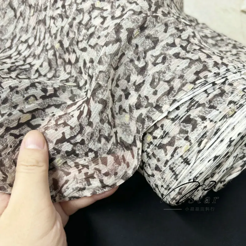 Thin Transparent Leopard Print Silk Fabric Silkworm Silk Crepe Silk Scarf Dress Fabric