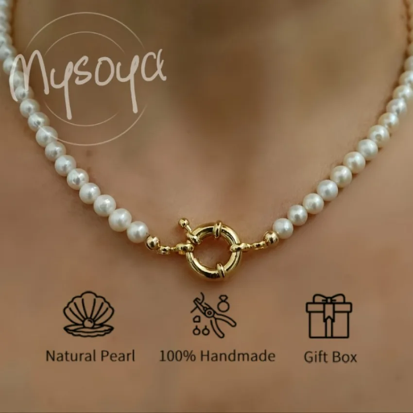 

MYSOYA 5-6 мм белое пресноводное жемчужное ожерелье унисекс ювелирные изделия несколько размеров подарочная коробка идеальный подарок на свадьбу, день рождения, Новый год