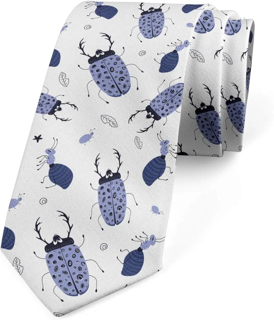 ربطة عنق للرجال من الحشرات، الخنافس والبق، خربش النمل من أوراق الشجر الطبيعية، الحياة البرية الطفولية، 3.7 بوصة، أزرق داكن، سقف أزرق