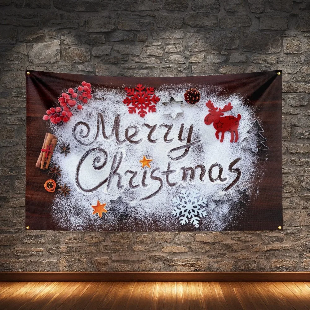 Merry Christmas Flag Polyester Digital Printing Holiday Banner Gifts