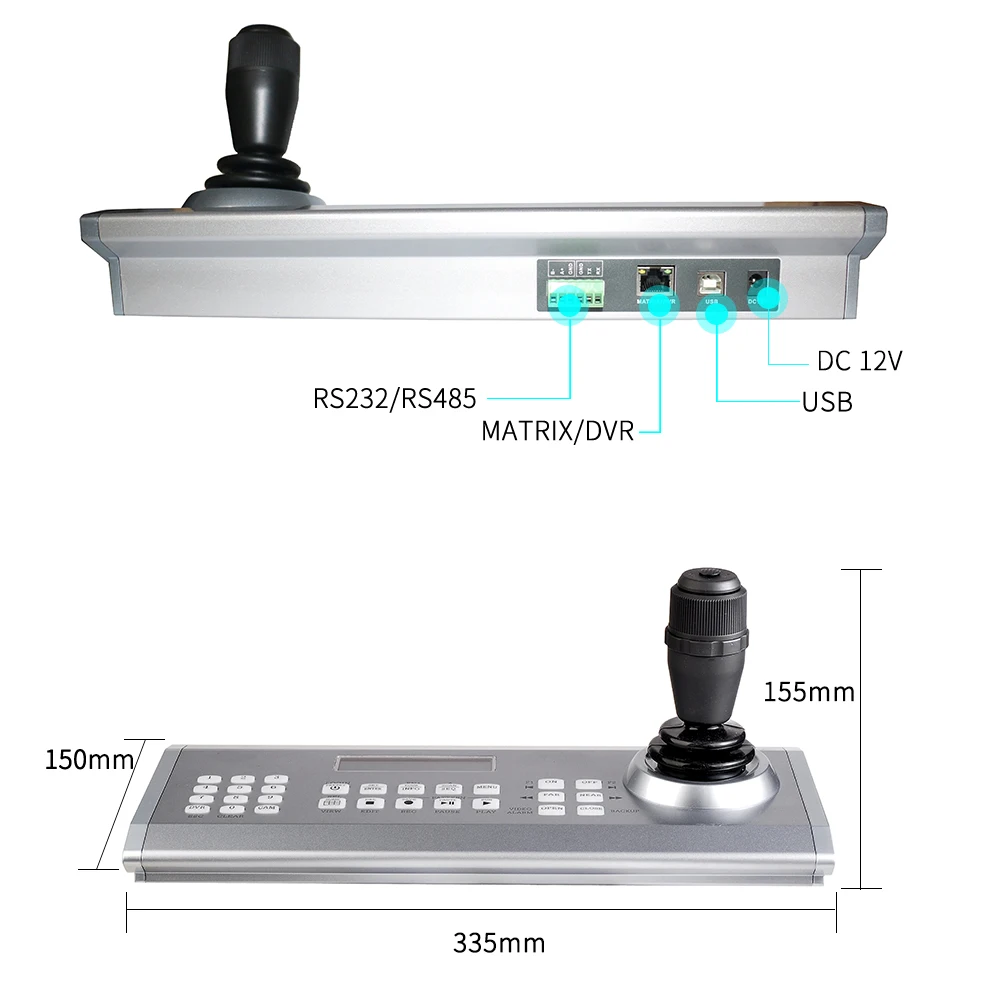 PTZ 컨트롤러 키보드 조이스틱 6D 로커, EVI-D70P 화웨이 VPC600 ZTE 212AF Keda HD120E RS232 RS422 485 인터페이스