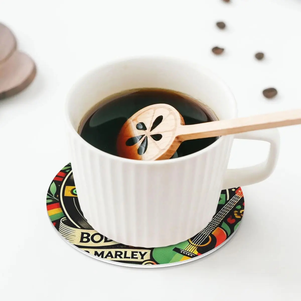 Bob Marley Reggae Coasters Kitchen Placemats Waterproof Insulation Cup Coffee Mats For Decor Home Tableware Pads Set of 4
