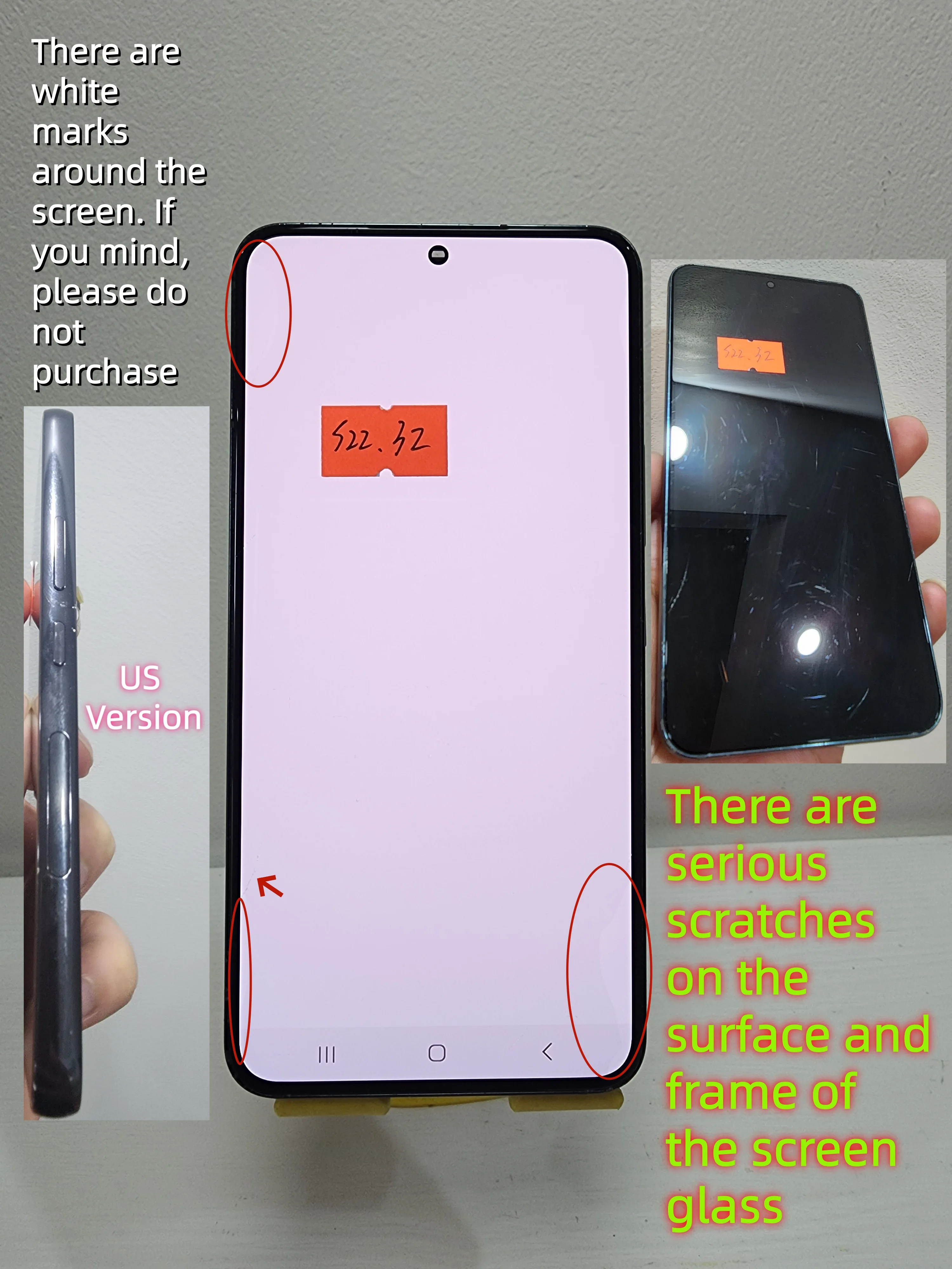Genuine Original AMOLED For Samsung Galaxy S22 5G S901 S901B S901U S901W S901E LCD Replacement Screen Digitizer Assembly