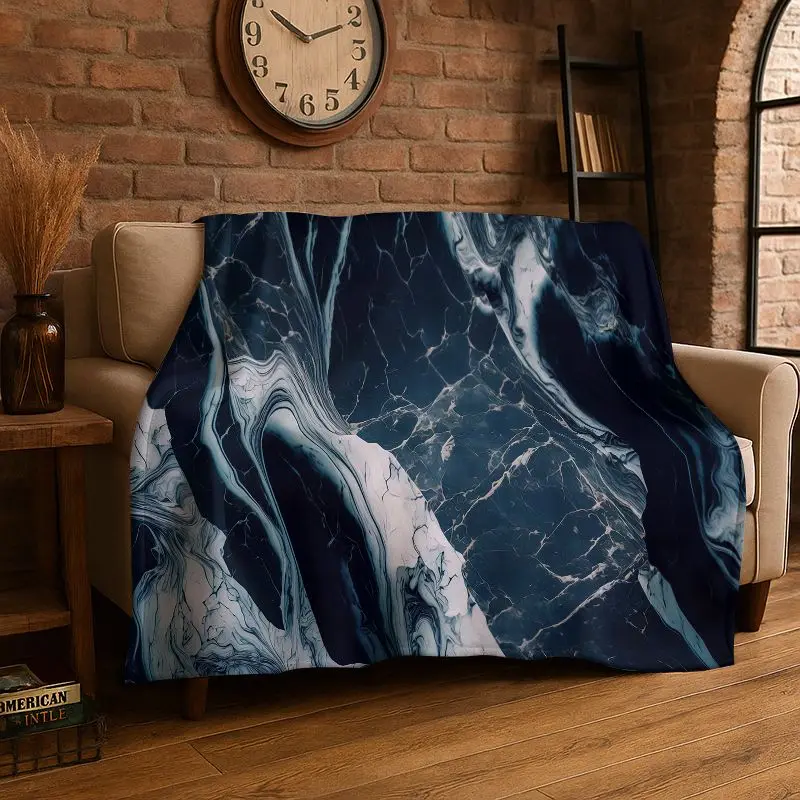 Luxurious Marble Nordic Art Colorful Stones Flannel Blanket Soft Throw Blanket for Bedroom Living Room Bed Travel Camping Picnic