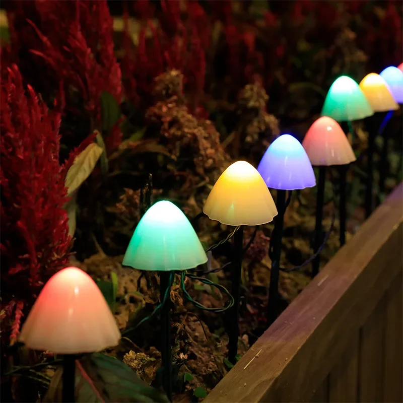 New Outdoor Solar Mushroom LED Lantern Eight Modes Night Lights Courtyard Garden Lawn Floor Lamp Atmosphere Layout Small Lantern